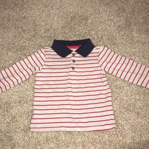 Striped long sleeve collared shirt